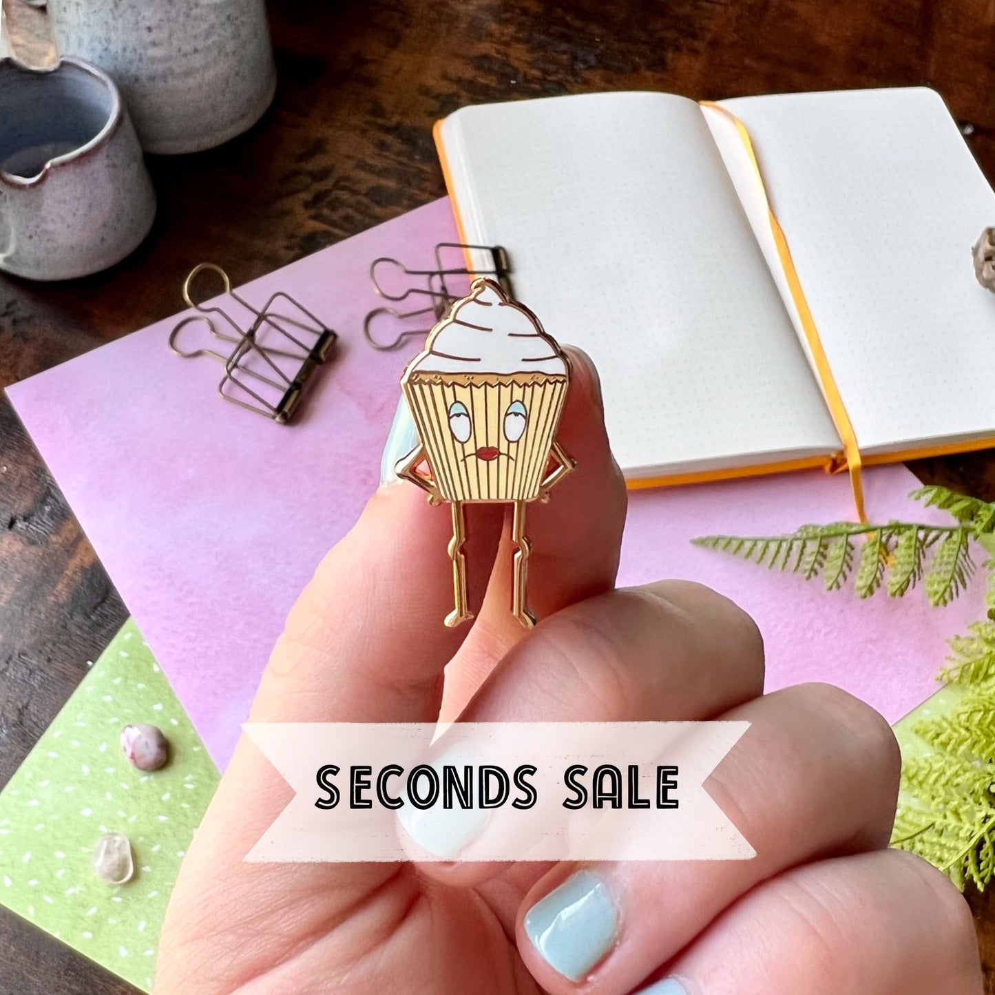 B Grade Vivian the VERY Vanilla Cupcake Enamel Pin