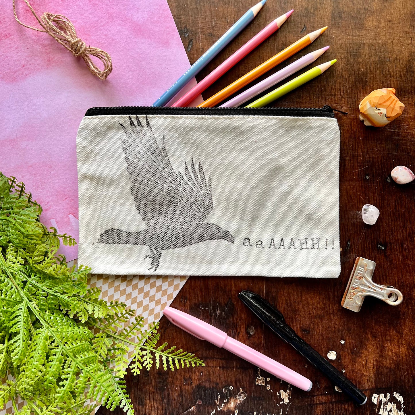 Screaming Raven Pencil Pouch