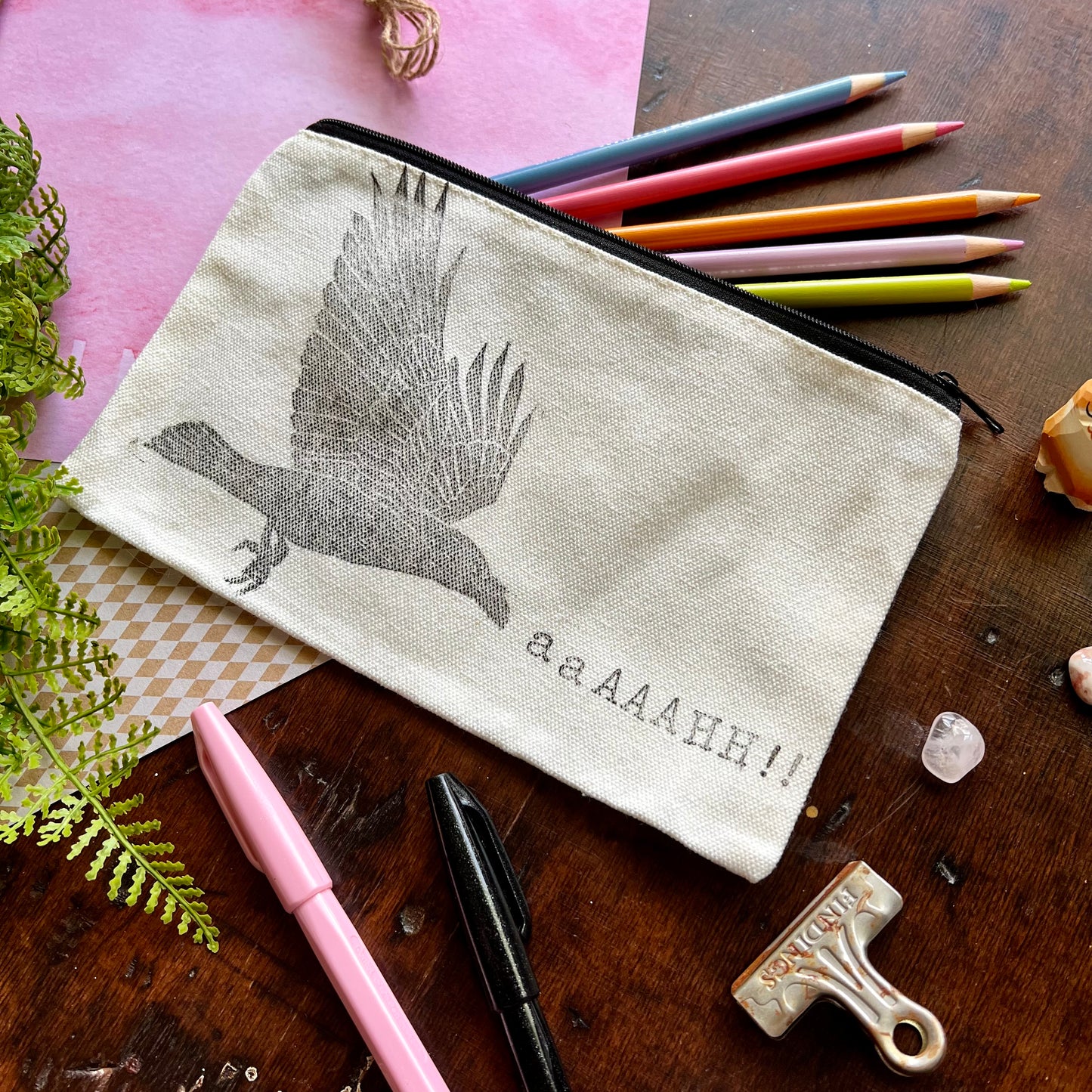 Screaming Raven Pencil Pouch