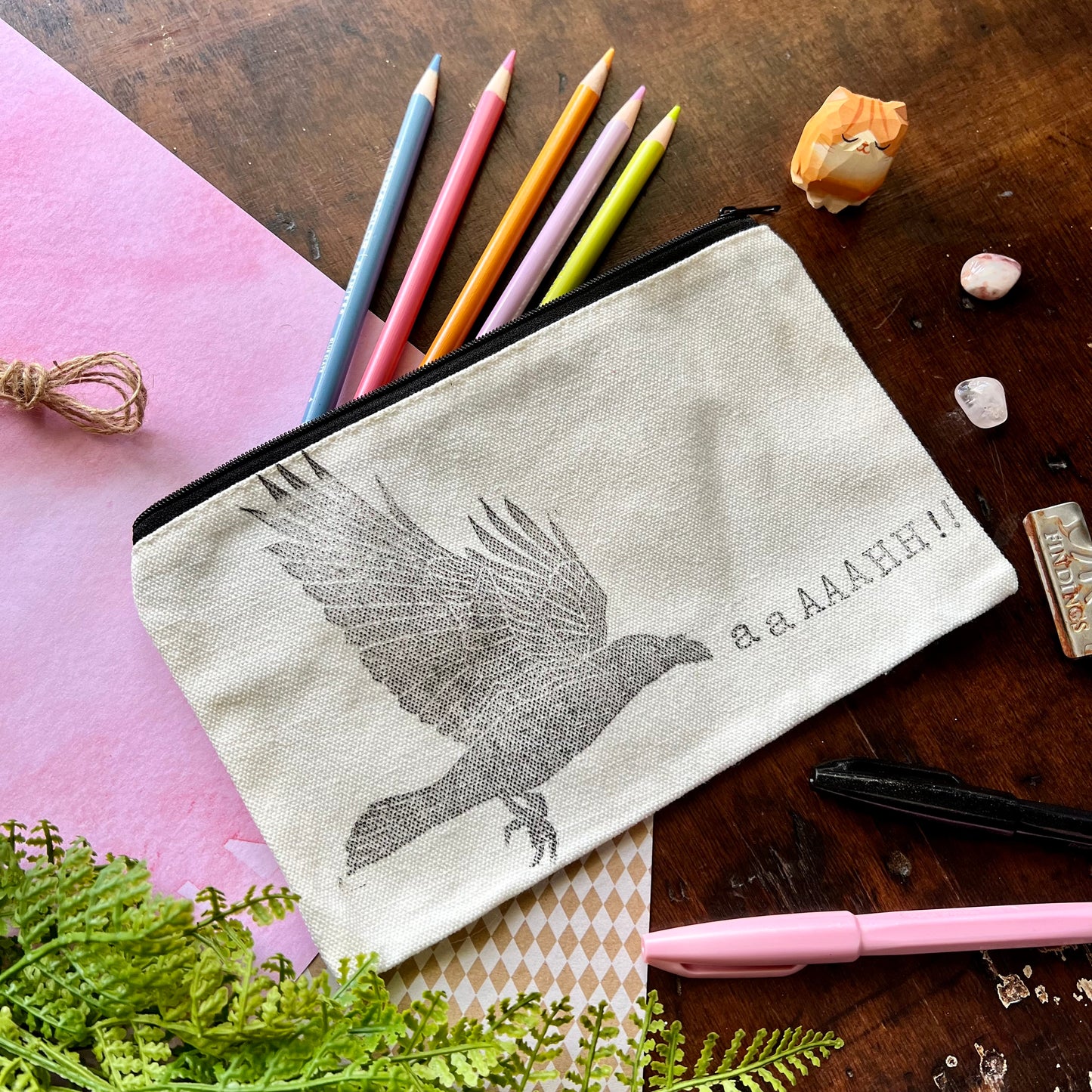 Screaming Raven Pencil Pouch