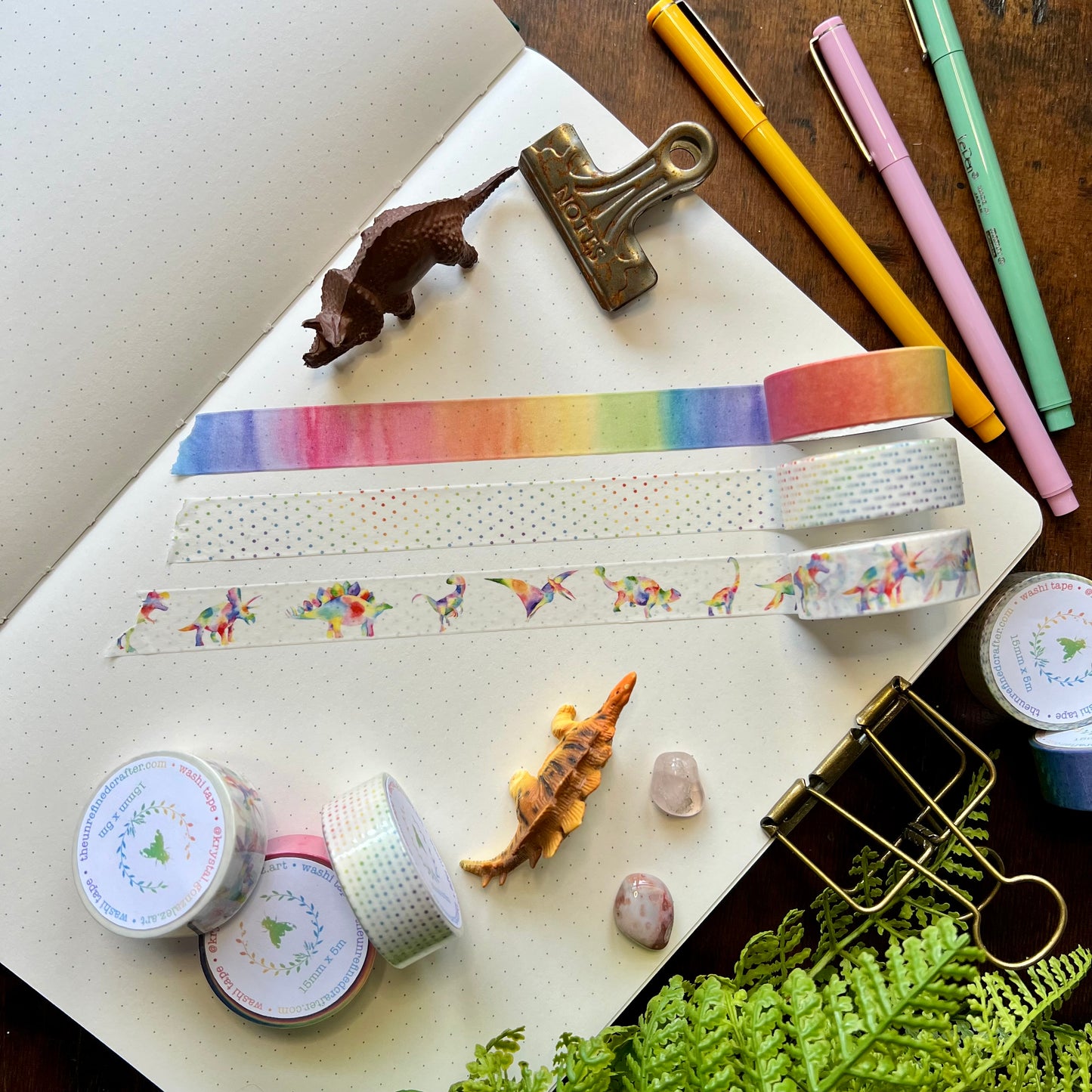 Rainbow Dinosaur Series 3 Pack Washi Tape