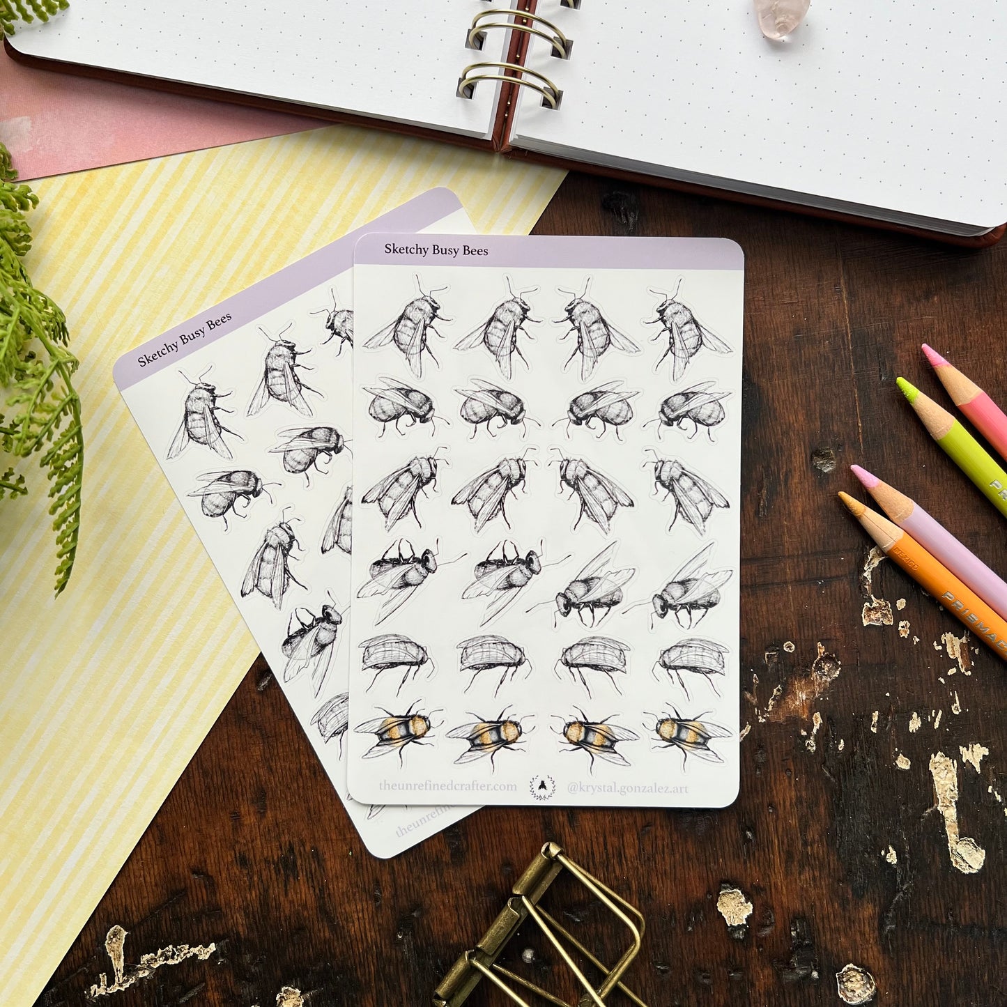 Sketchy Busy Bees Sticker Sheet