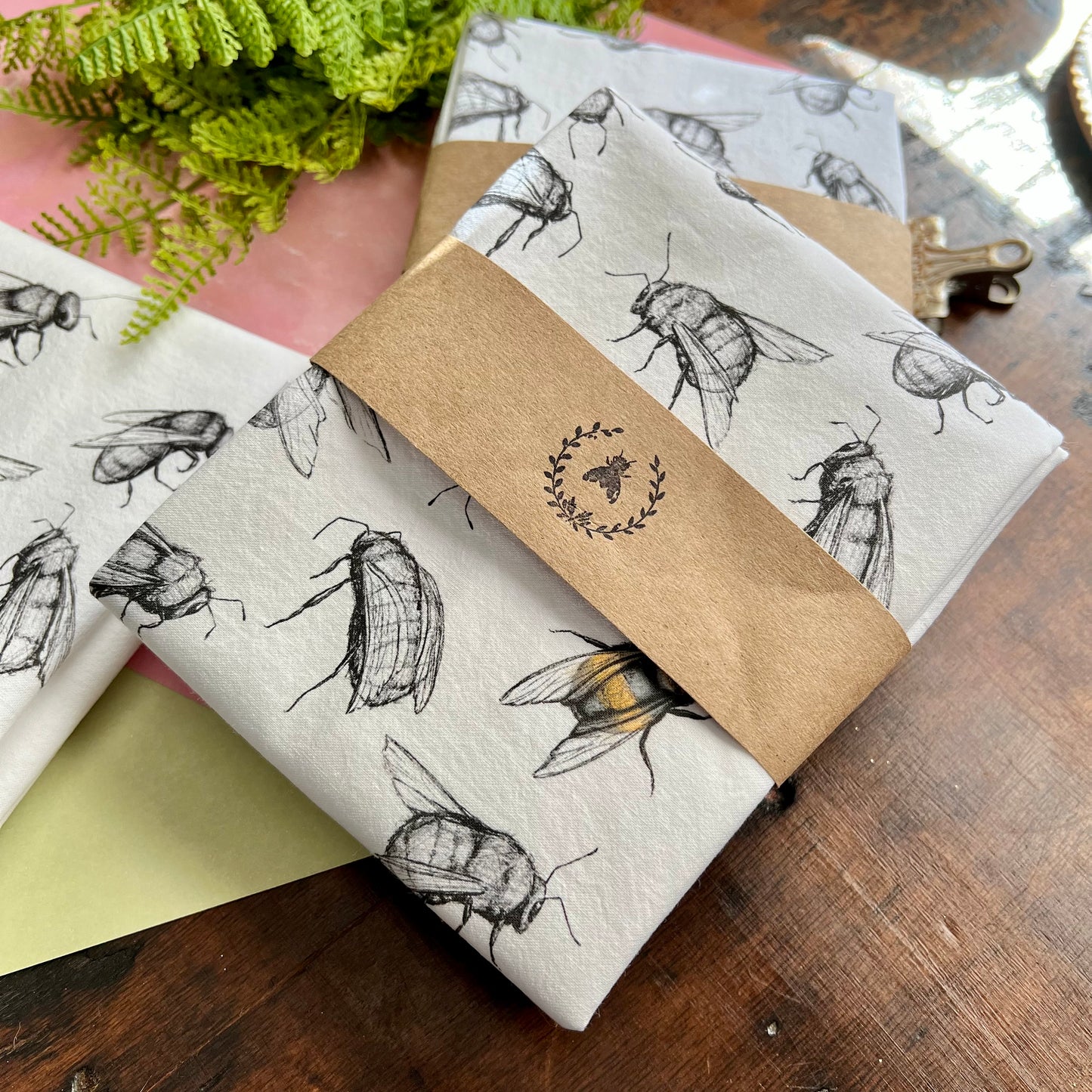 Sketchy Busy Bee Flour Sack Tea Towel