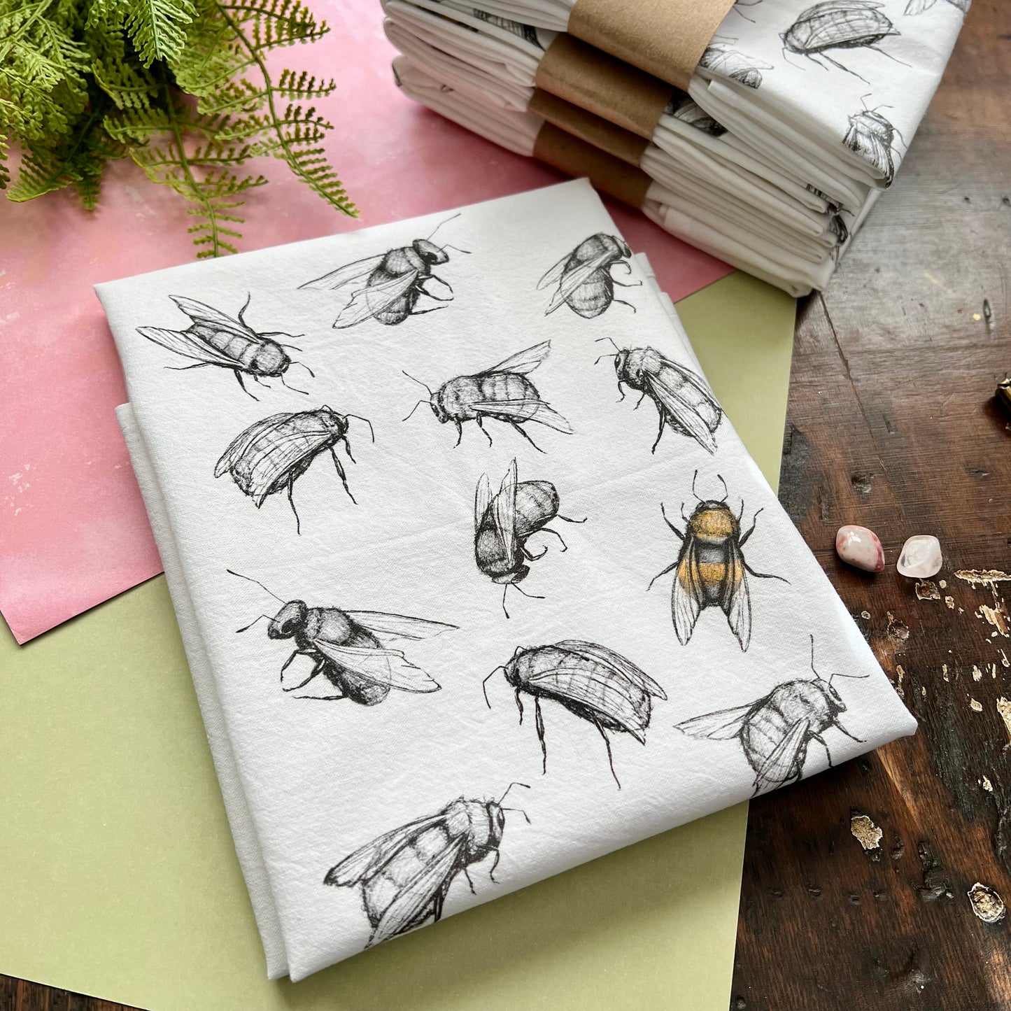 Sketchy Busy Bee Flour Sack Tea Towel