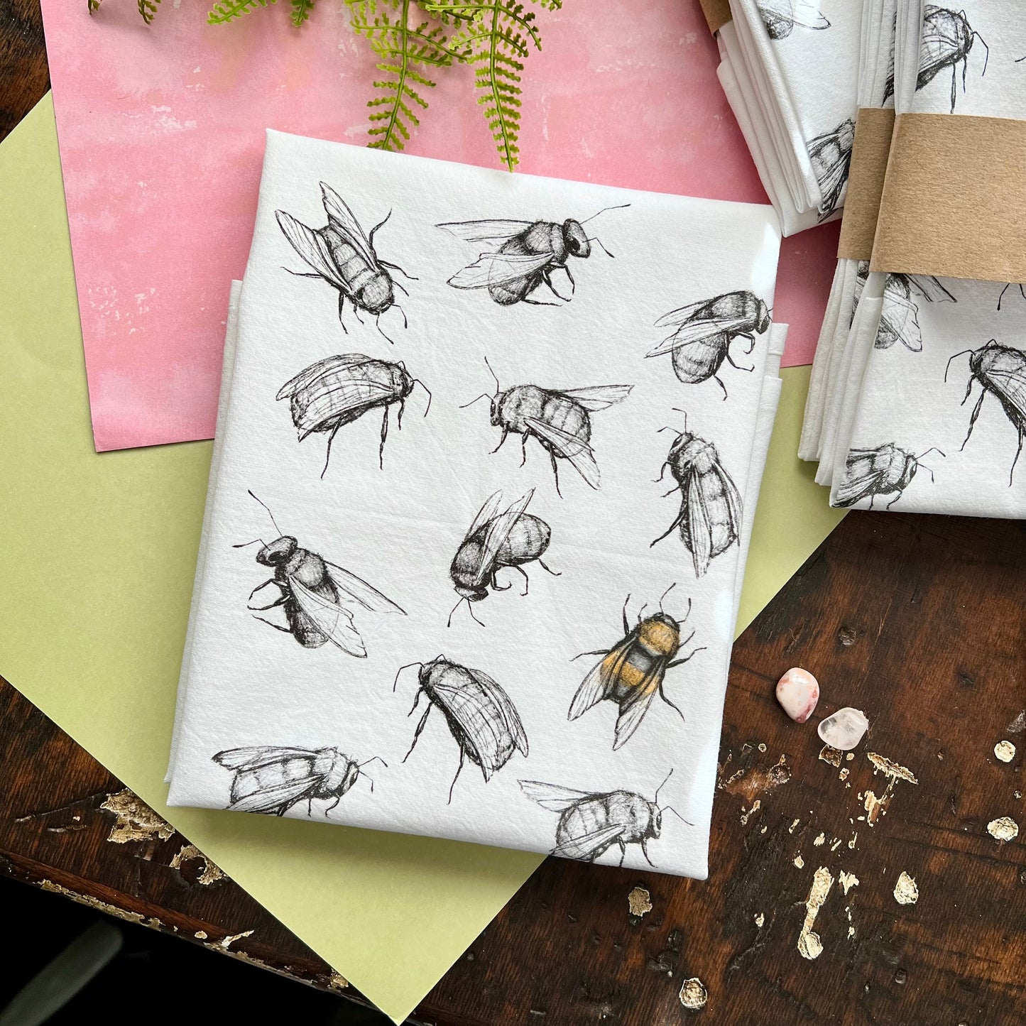 Sketchy Busy Bee Flour Sack Tea Towel