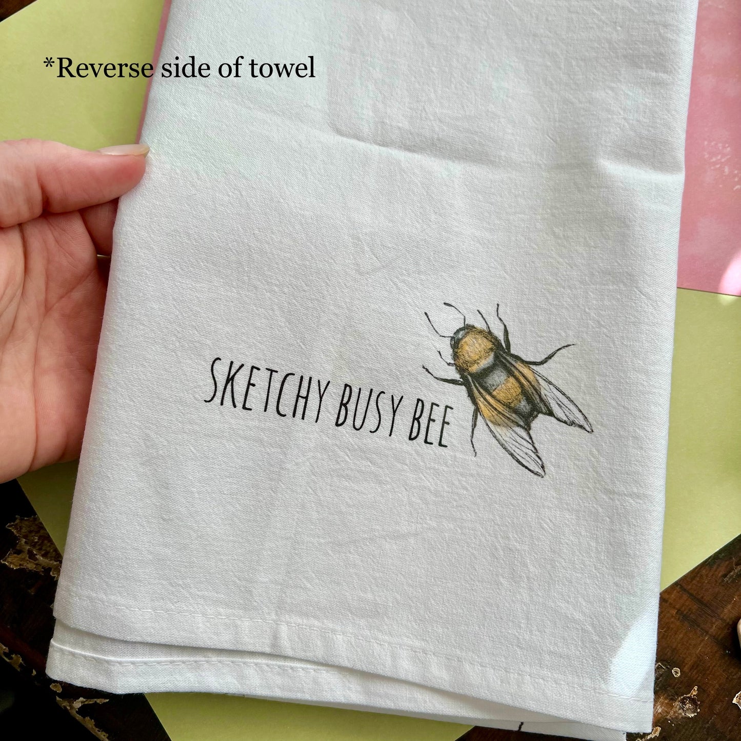 Sketchy Busy Bee Flour Sack Tea Towel