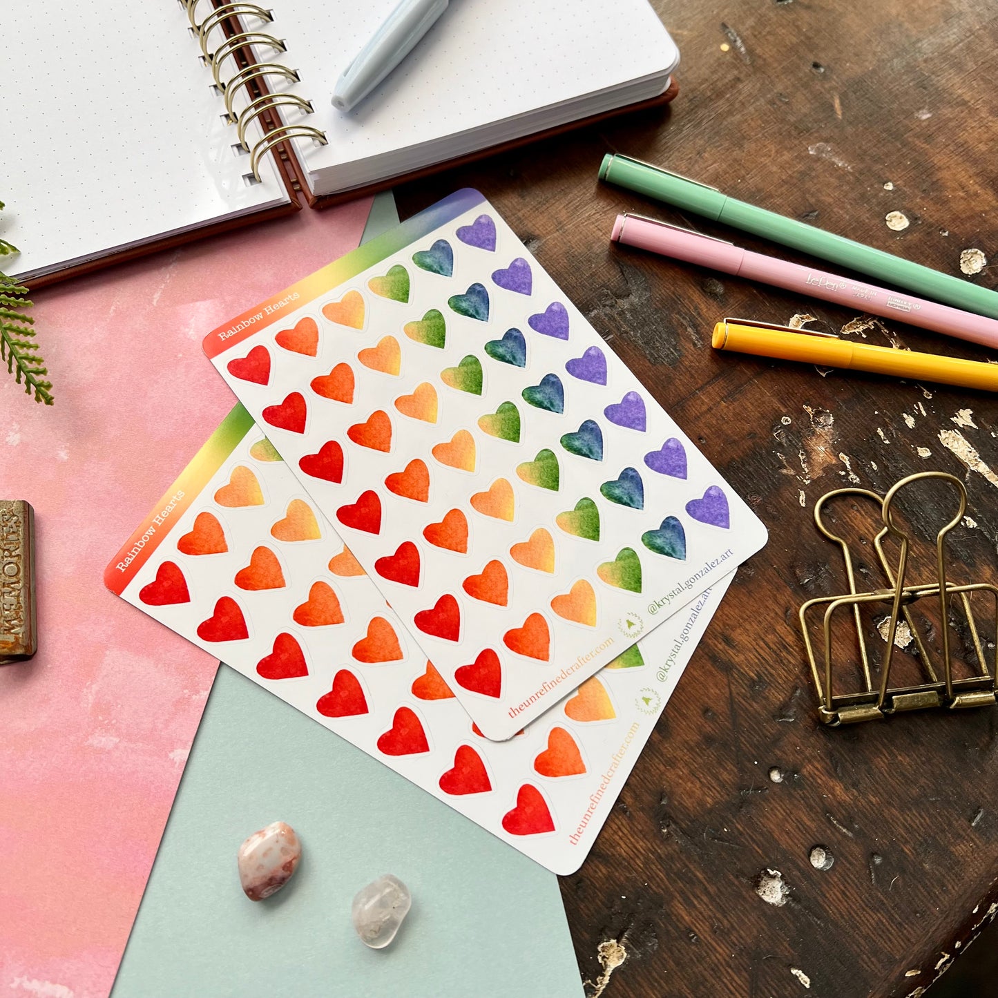 Rainbow Hearts Sticker Sheet