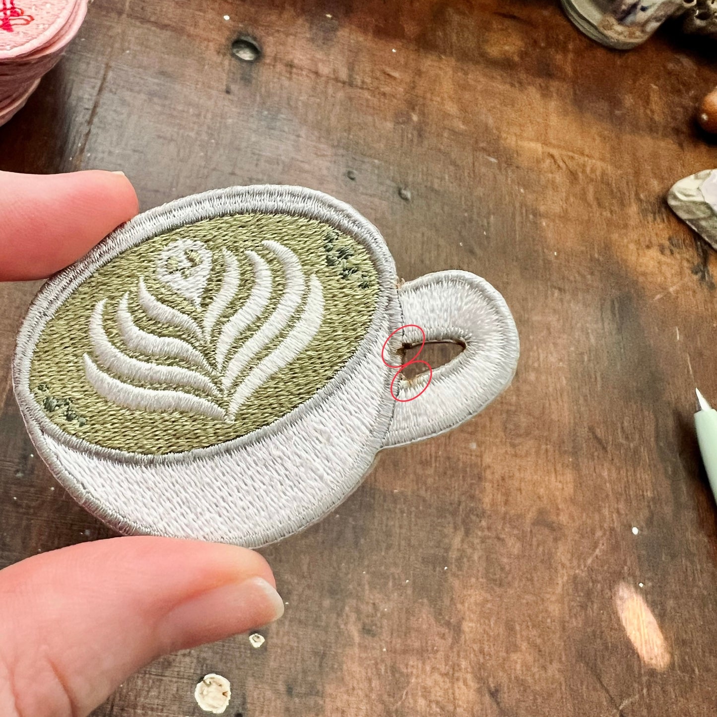 B Grade Latte Ghost Embroidered Iron On Patch