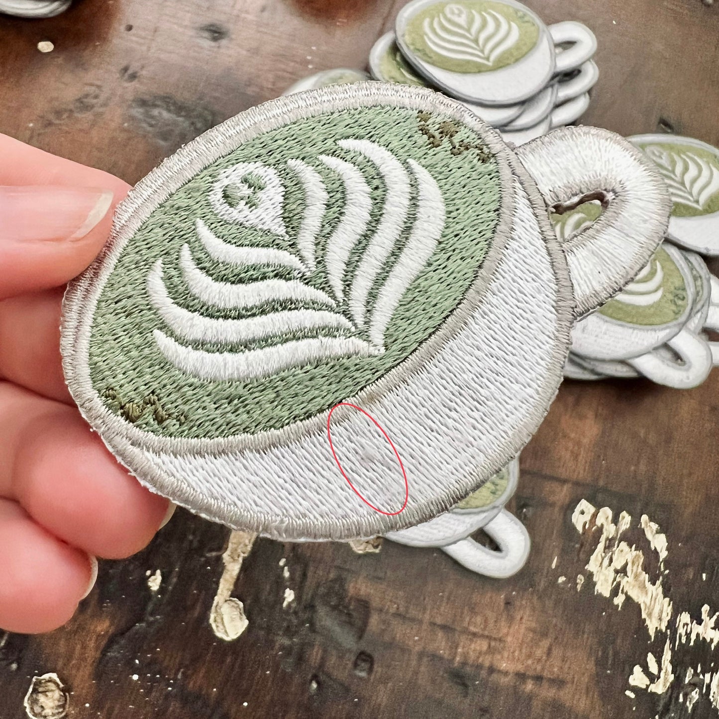 B Grade Latte Ghost Embroidered Iron On Patch