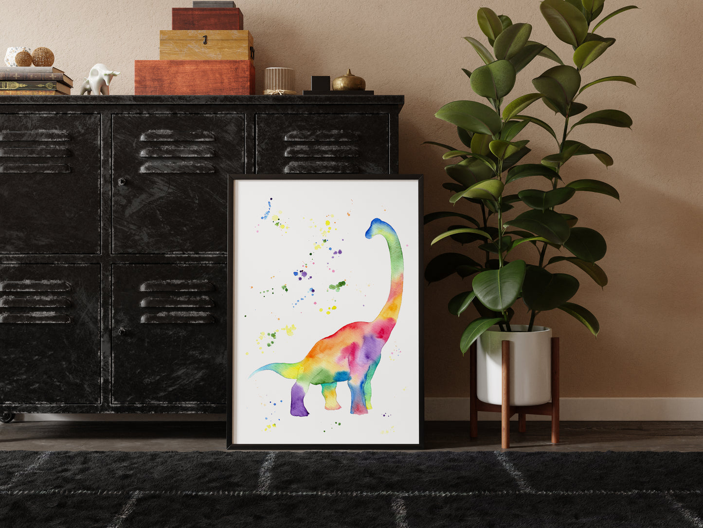 Rainbow Brachiosaurus Art Print