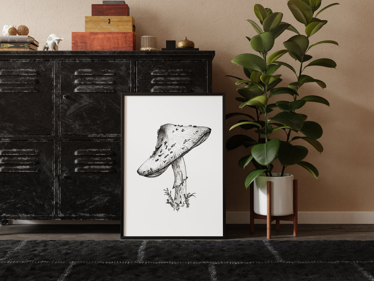 Mushroom Botanical Pen & Ink Print