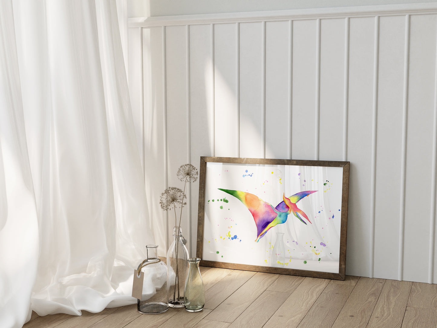 Rainbow Pterodactyl Art Print