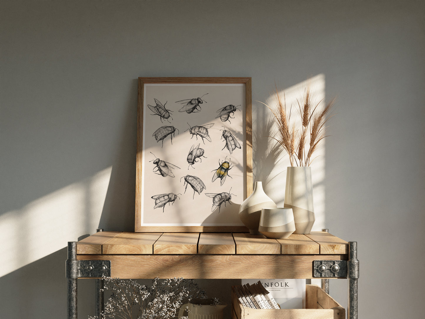 Sketchy Busy Bees Art Print