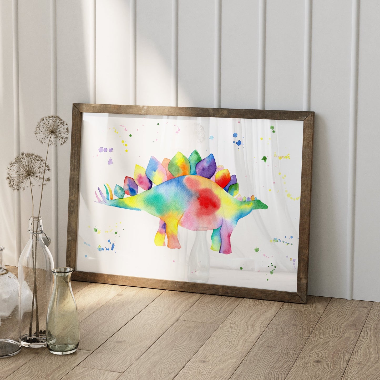 Rainbow Stegosaurus Art Print