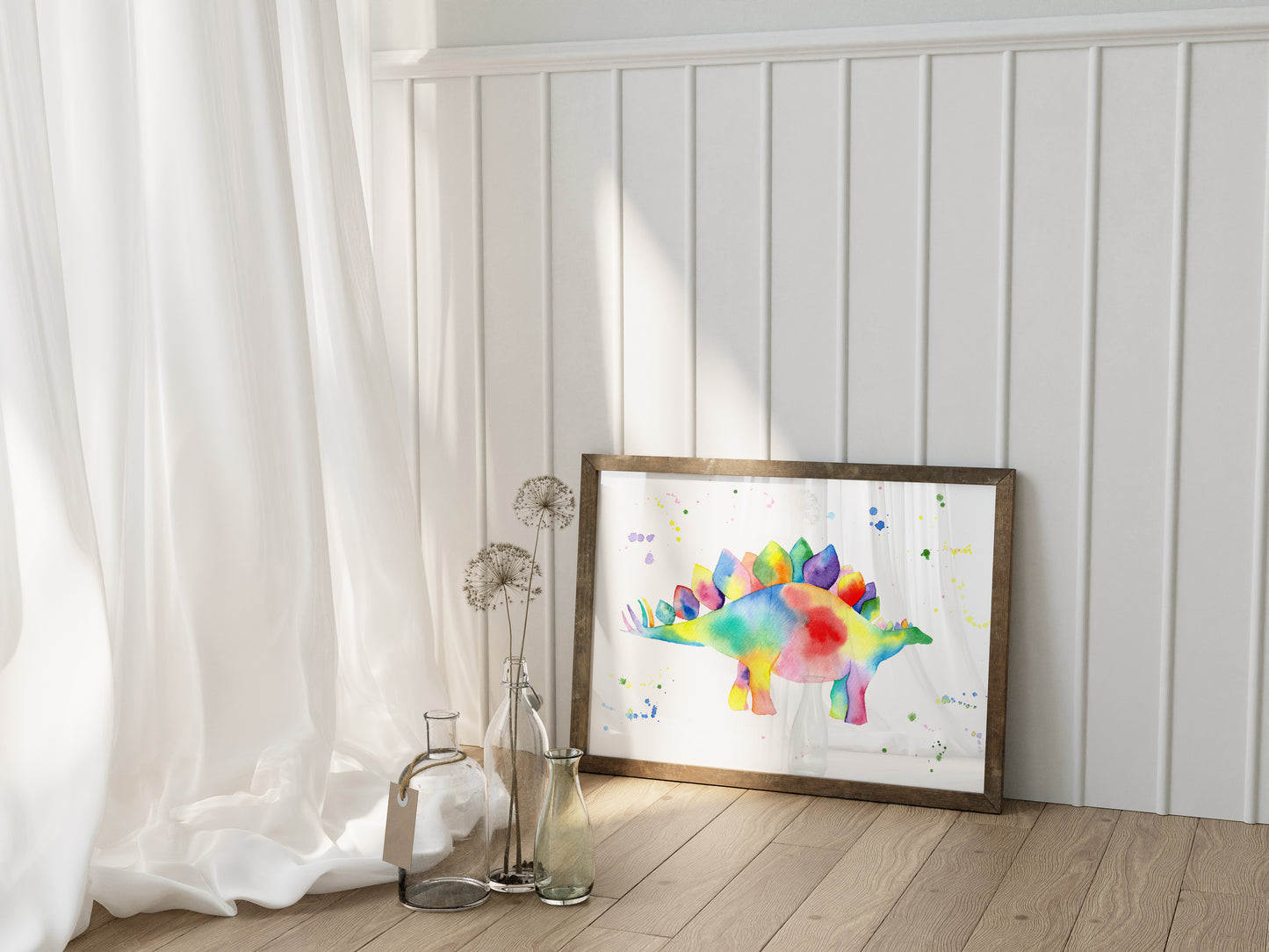 Rainbow Stegosaurus Art Print