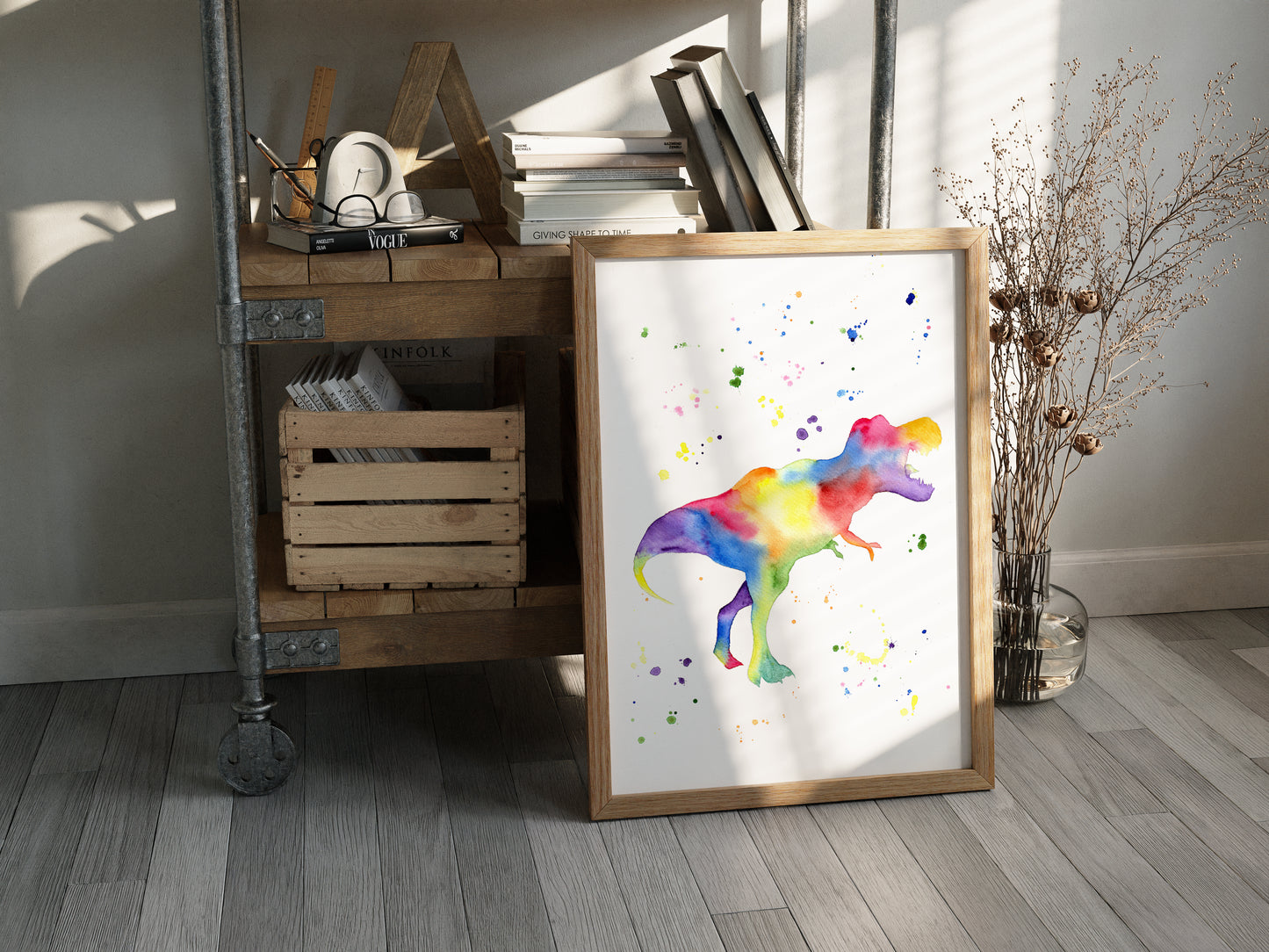 Rainbow T-Rex Art Print