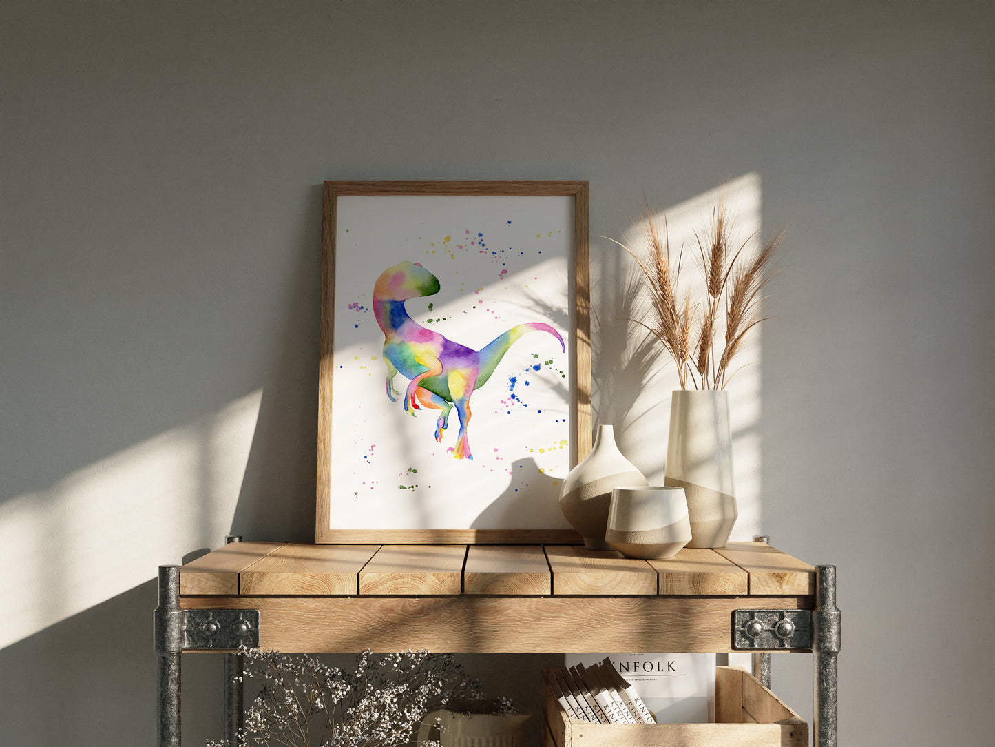 Rainbow Velociraptor Print