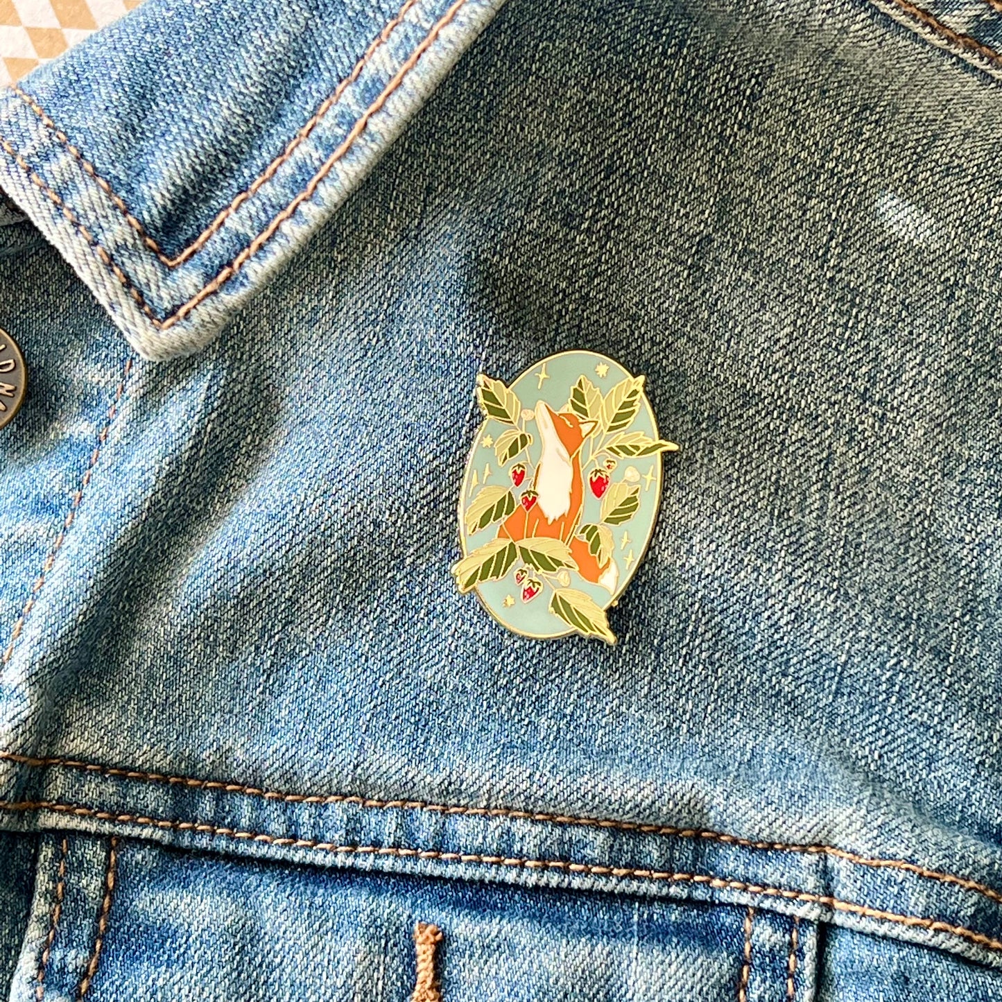 Fox & Strawberry Enamel Pin