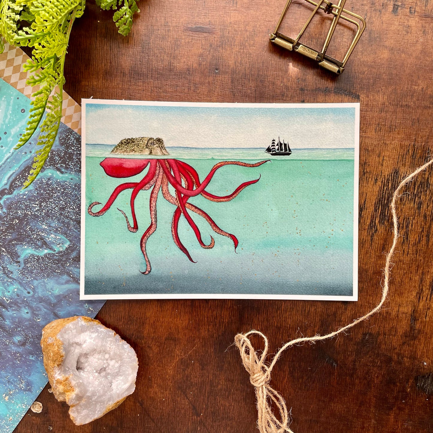Kraken Watercolor Print