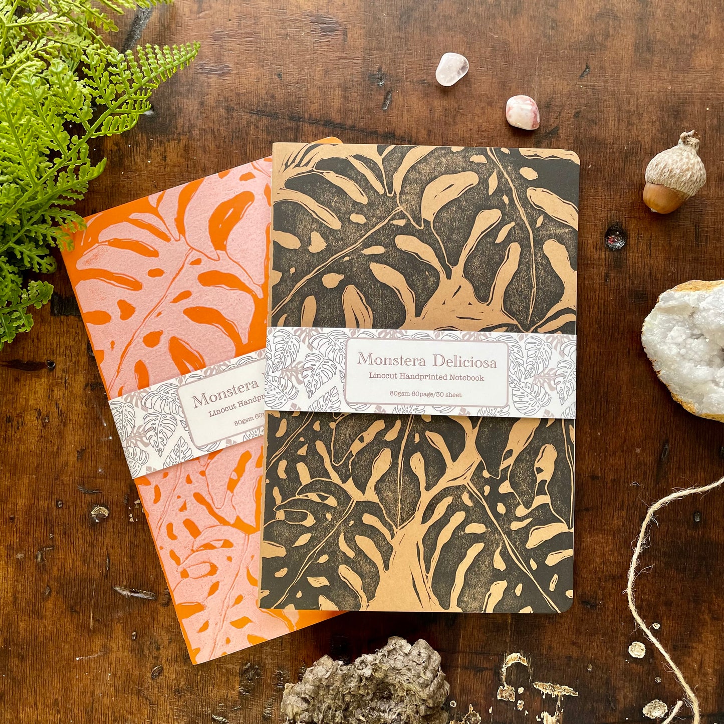 Monstera Deliciosa Handprinted Notebook