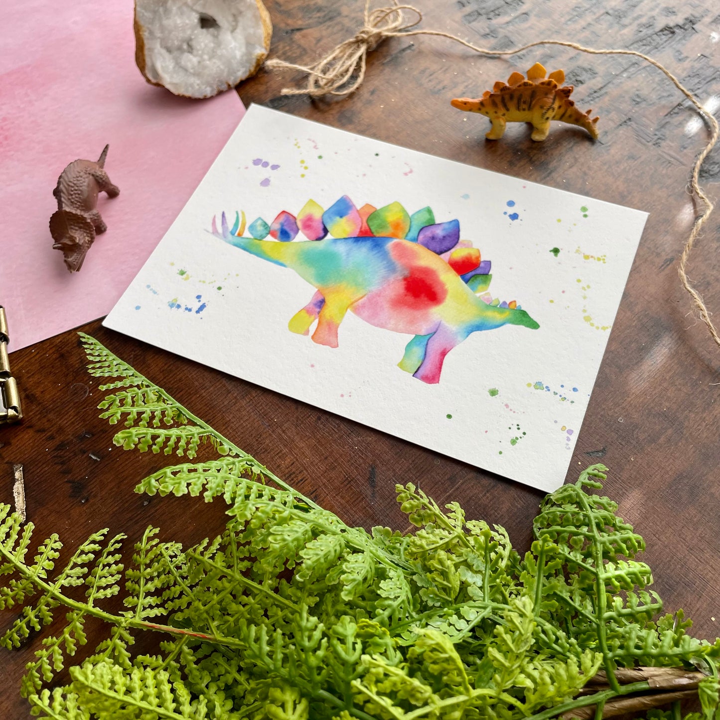 Rainbow Stegosaurus Art Print