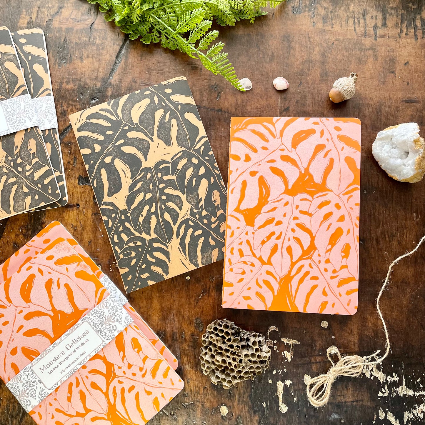 Monstera Deliciosa Handprinted Notebook