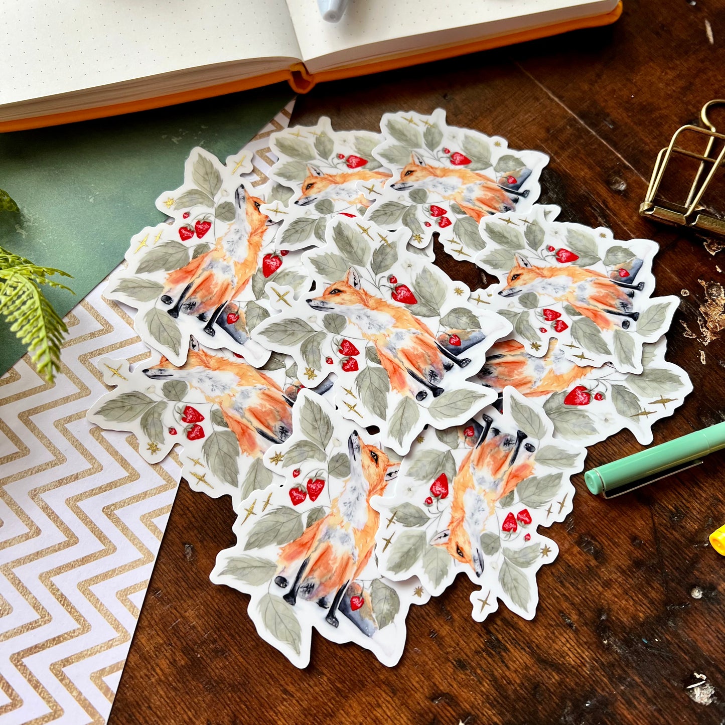 Fox & Strawberry Vinyl Sticker