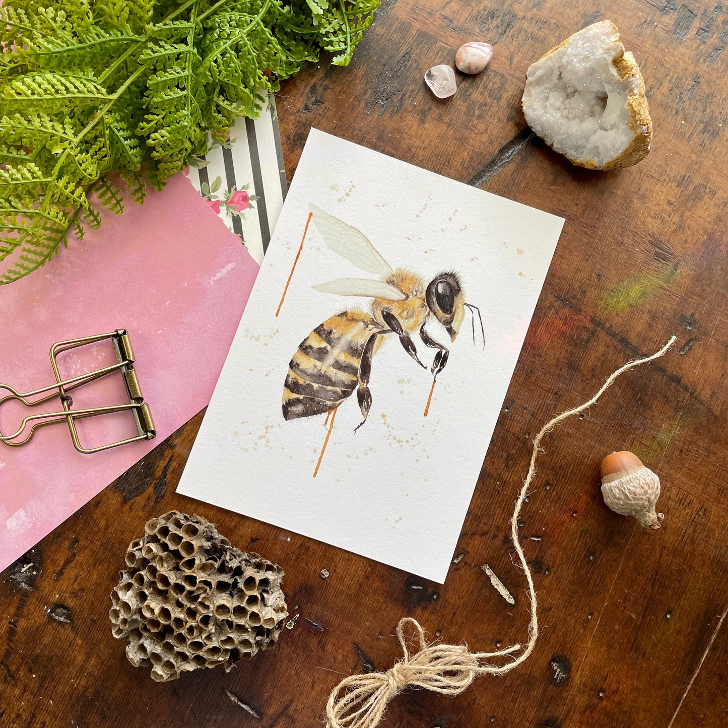 Honeybee Watercolor Print
