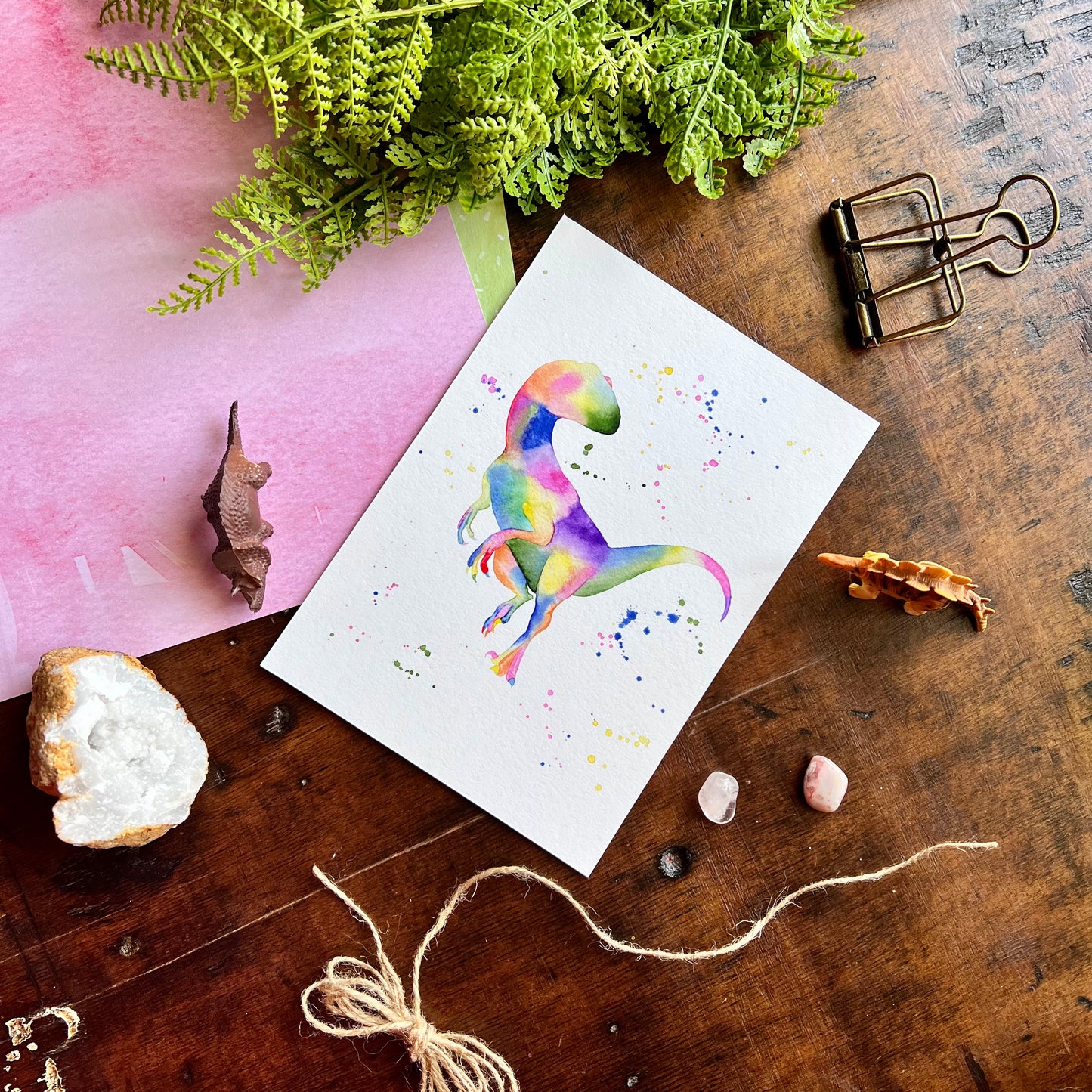 Rainbow Velociraptor Print