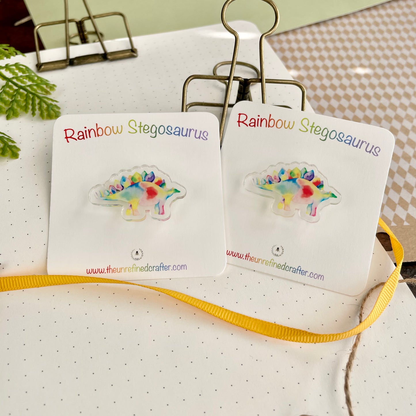 Rainbow Stegosaurus Acrylic Pin
