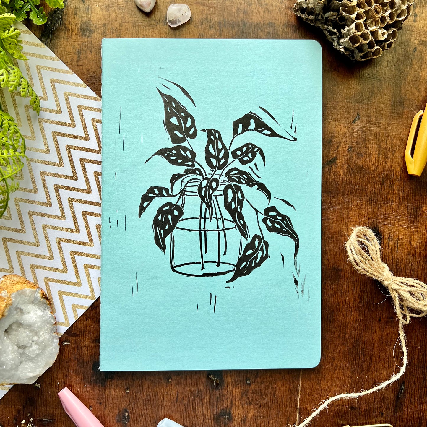 Monstera Adansonii Handprinted Notebook
