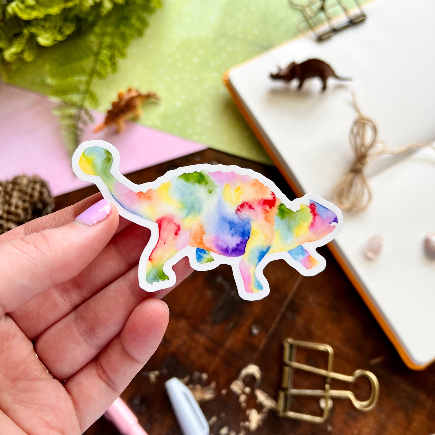 Rainbow Anklyosaurus Vinyl Sticker