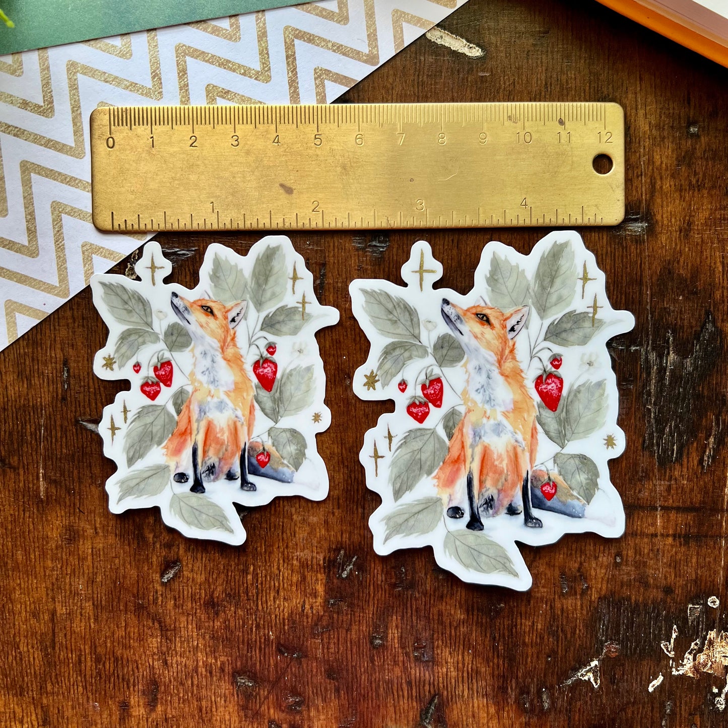 Fox & Strawberry Vinyl Sticker