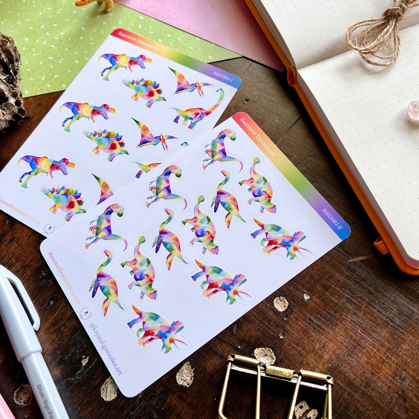 Rainbow Dinosaur Sticker Sheet