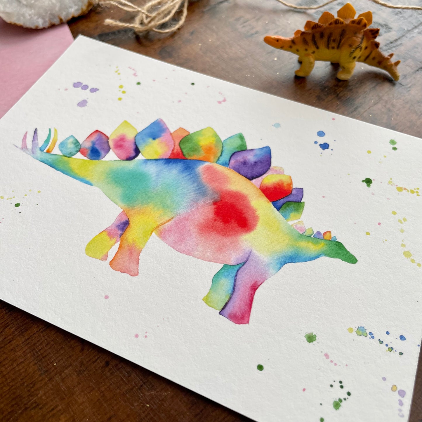 Rainbow Stegosaurus Art Print