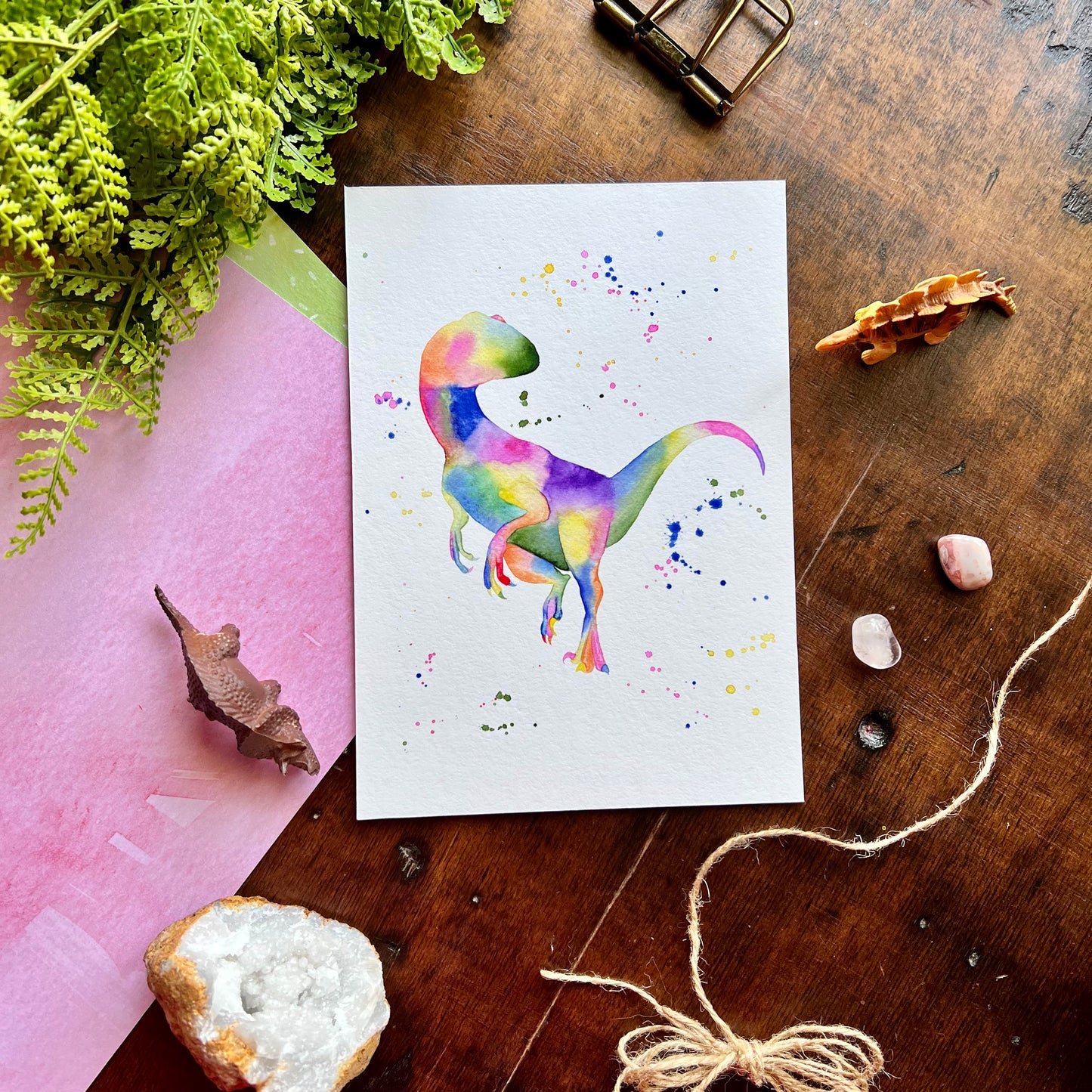 Rainbow Velociraptor Print