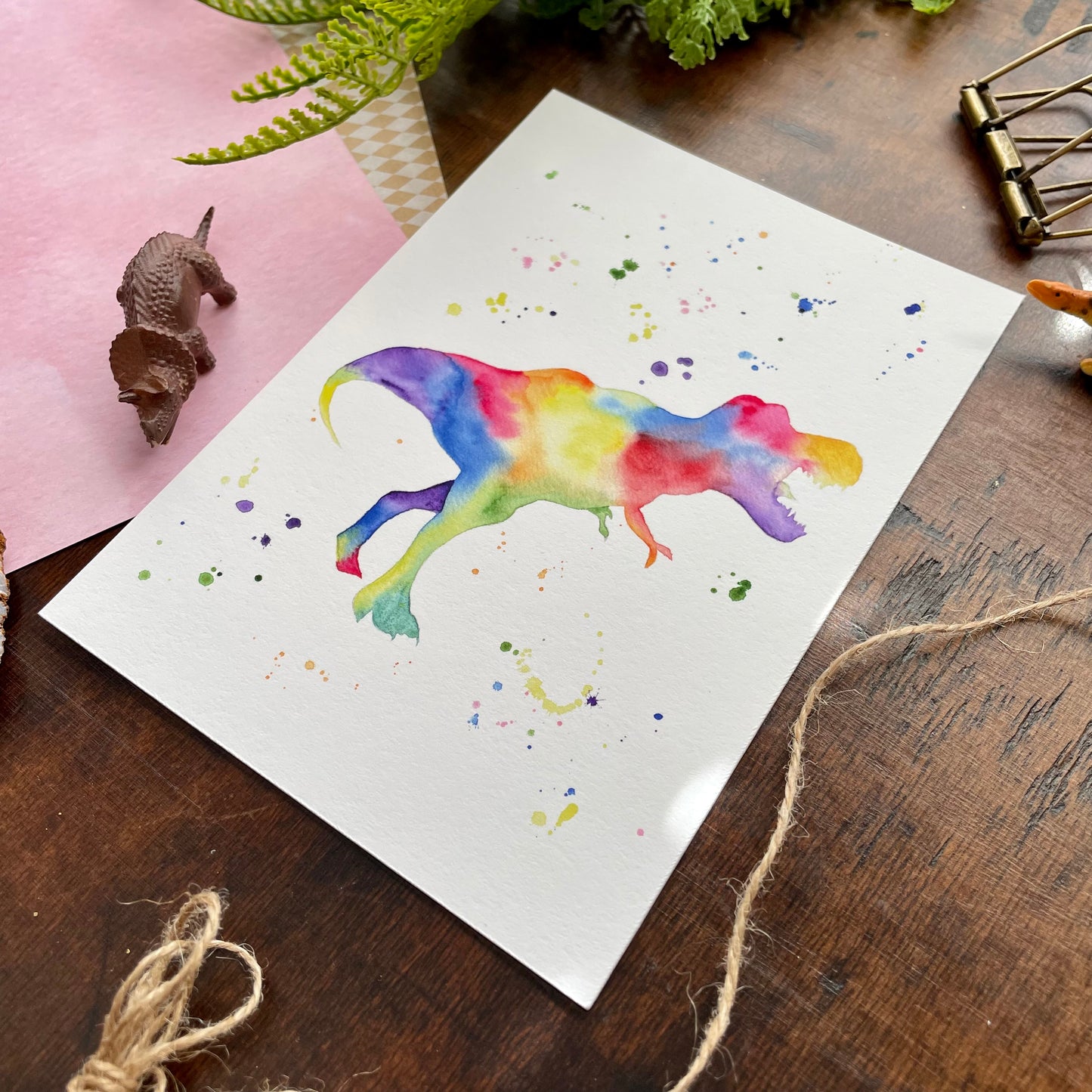 Rainbow T-Rex Art Print
