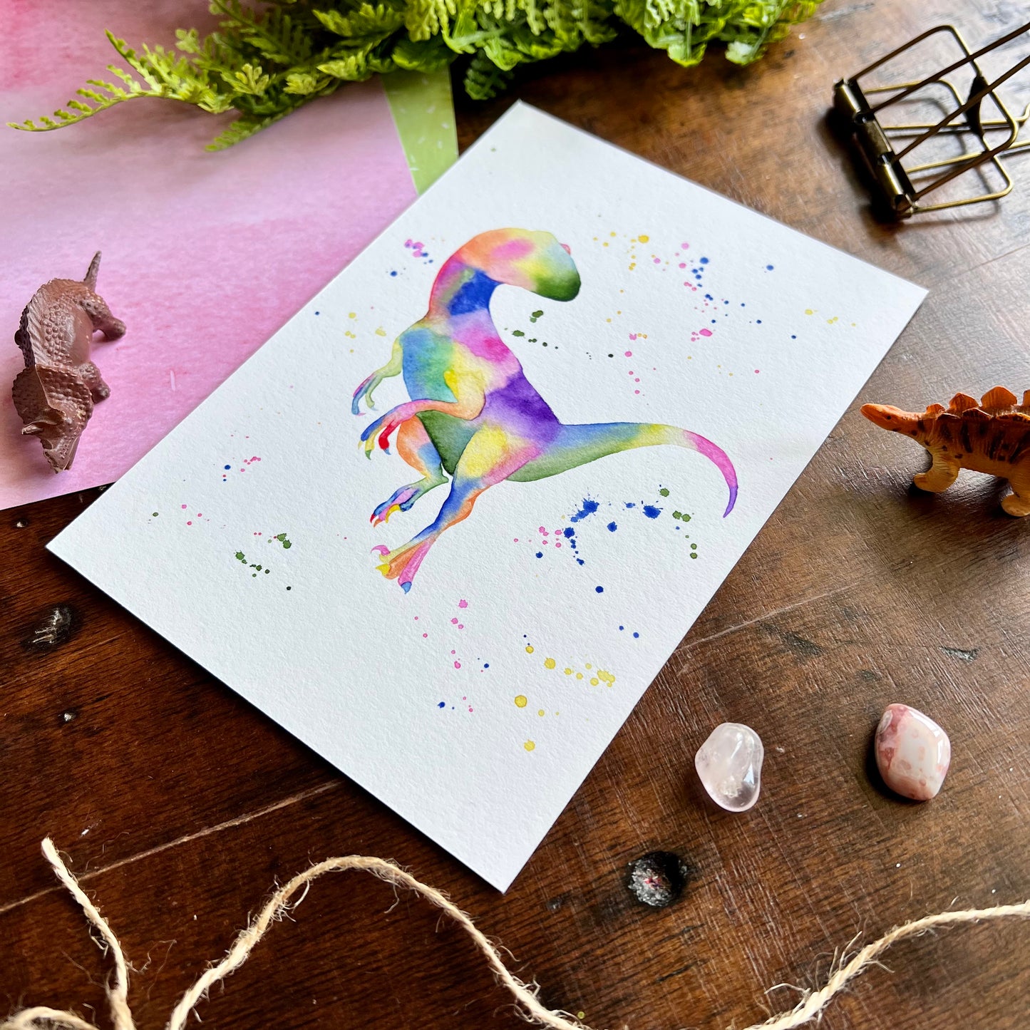 Rainbow Velociraptor Print