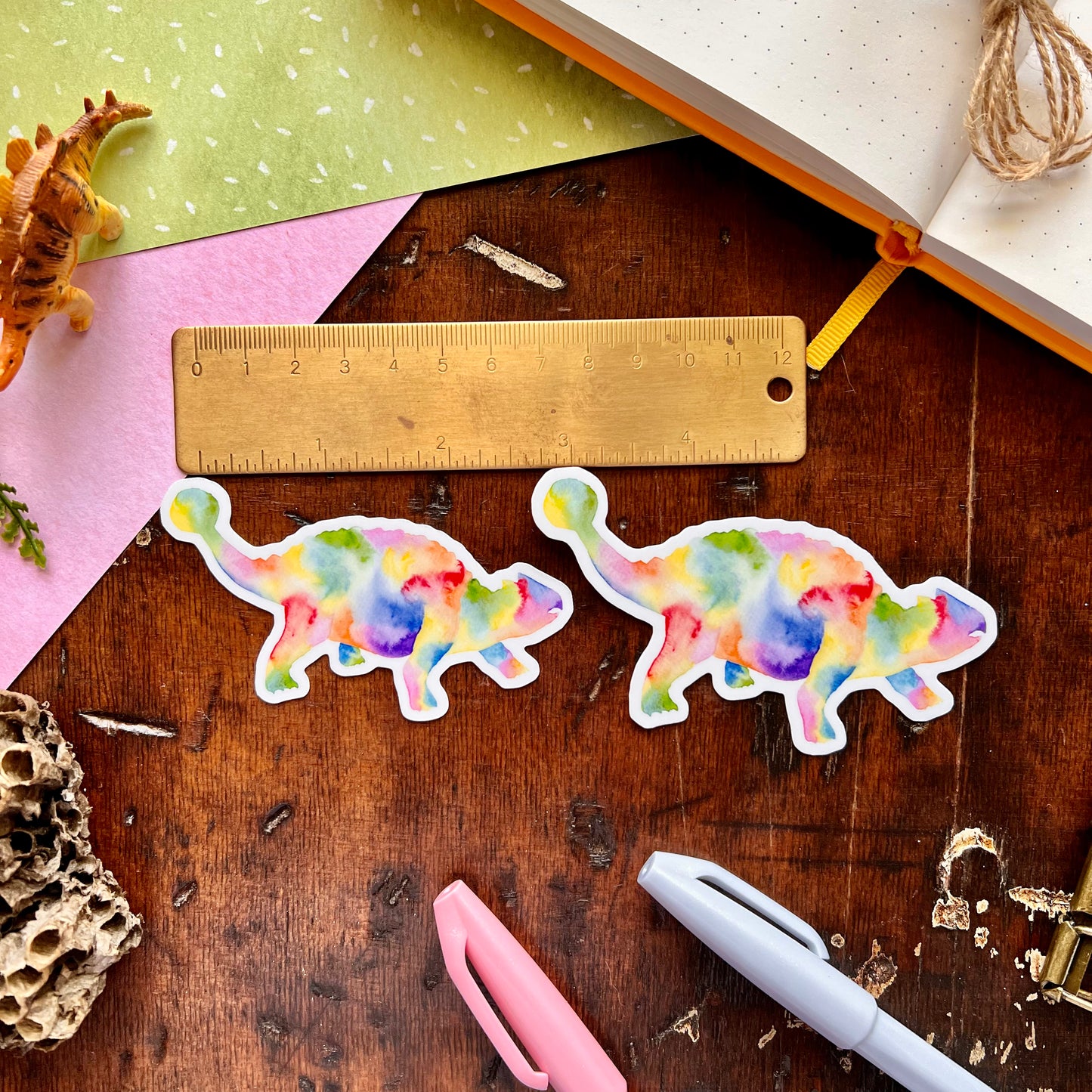 Rainbow Anklyosaurus Vinyl Sticker