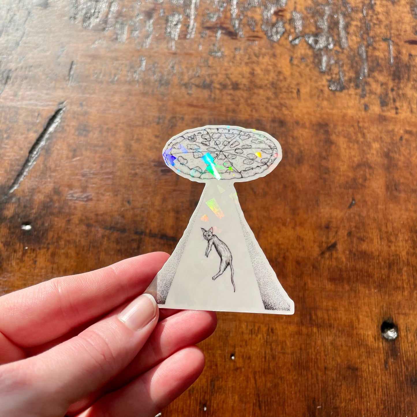 Parmesan the Cat Abduction Vinyl Sticker