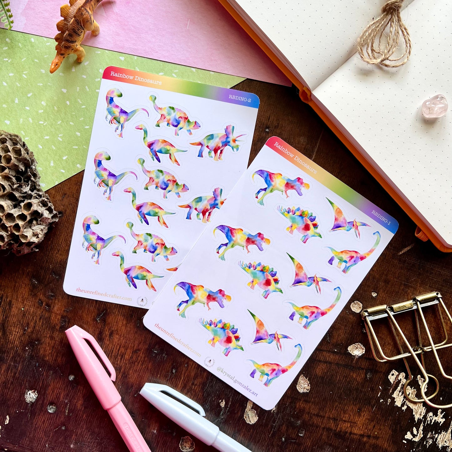 Rainbow Dinosaur Sticker Sheet
