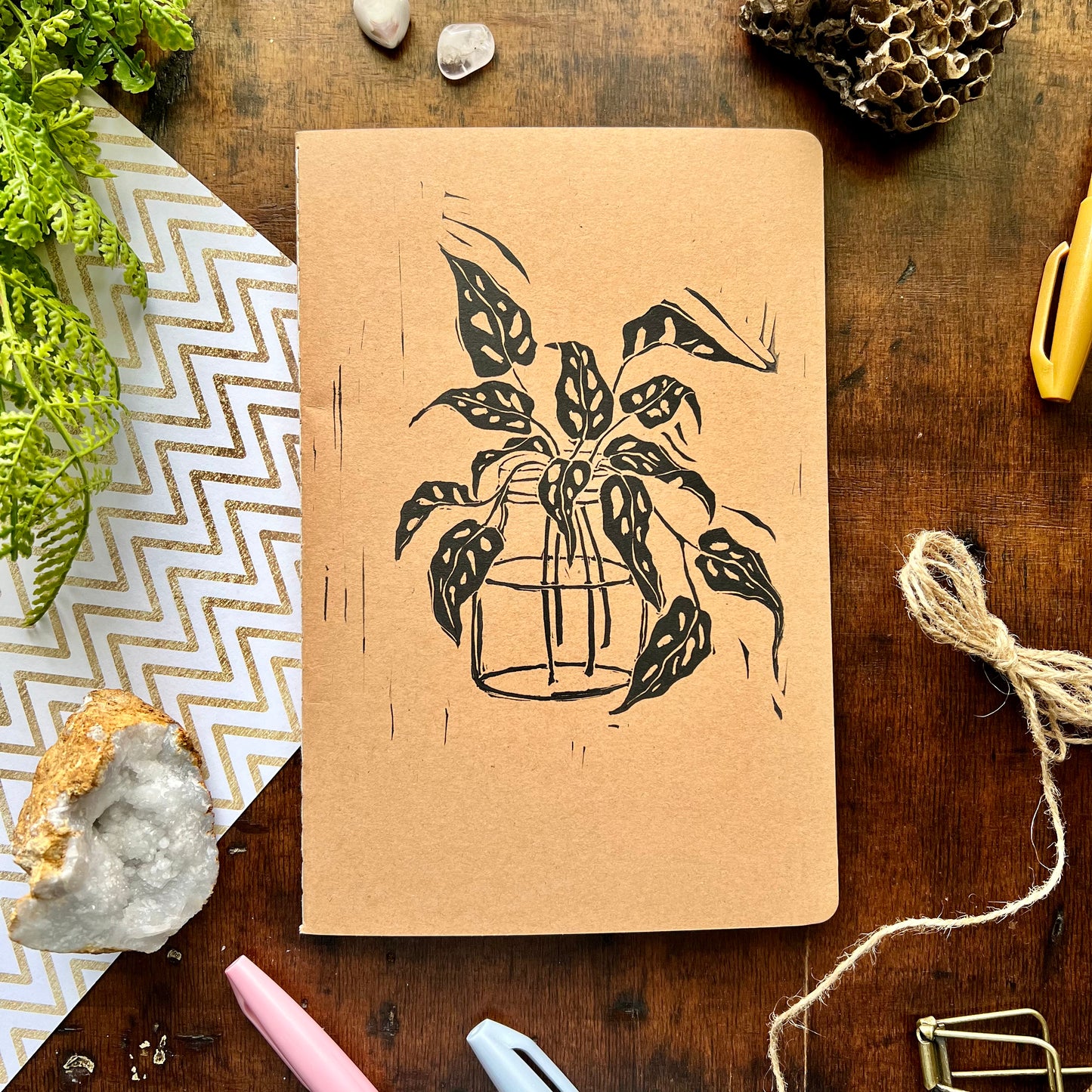 Monstera Adansonii Handprinted Notebook