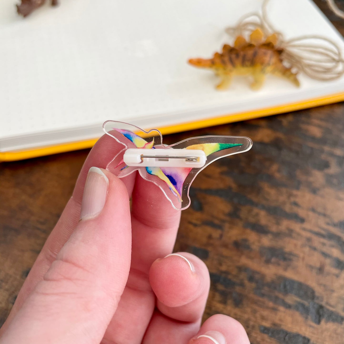 Rainbow Pterodactyl Acrylic Pin