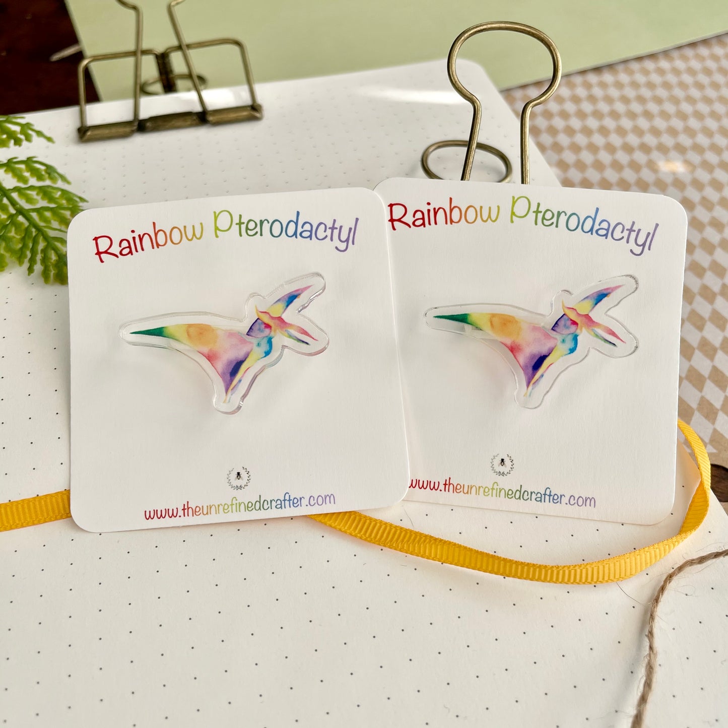 Rainbow Pterodactyl Acrylic Pin