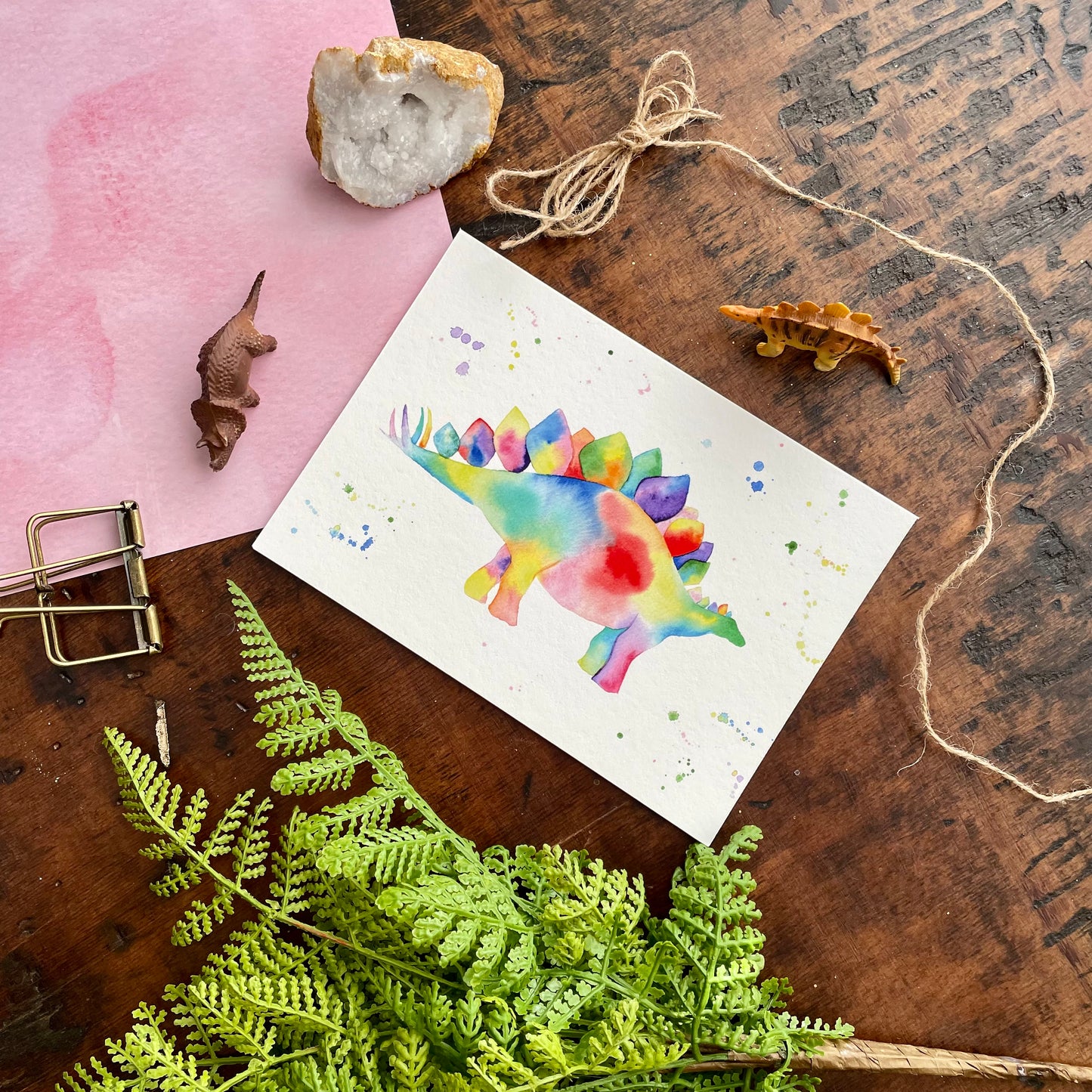 Rainbow Stegosaurus Art Print