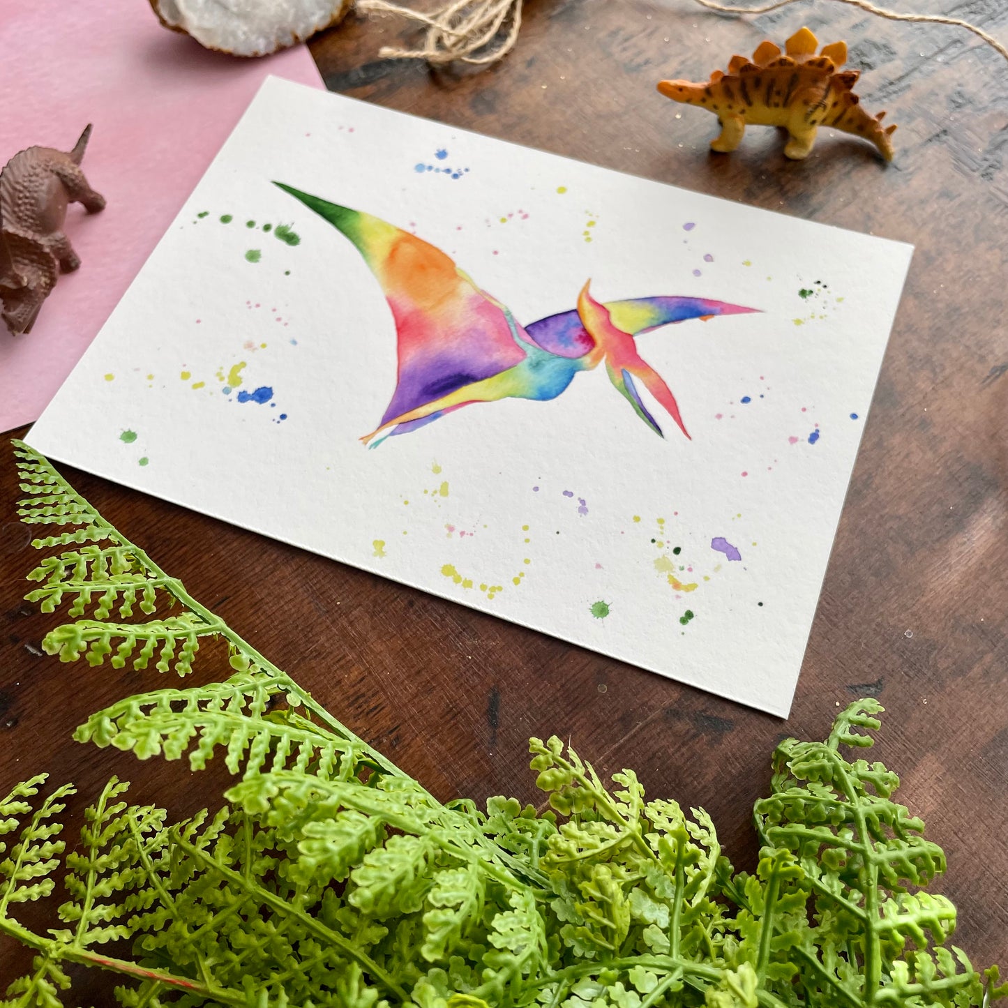 Rainbow Pterodactyl Art Print