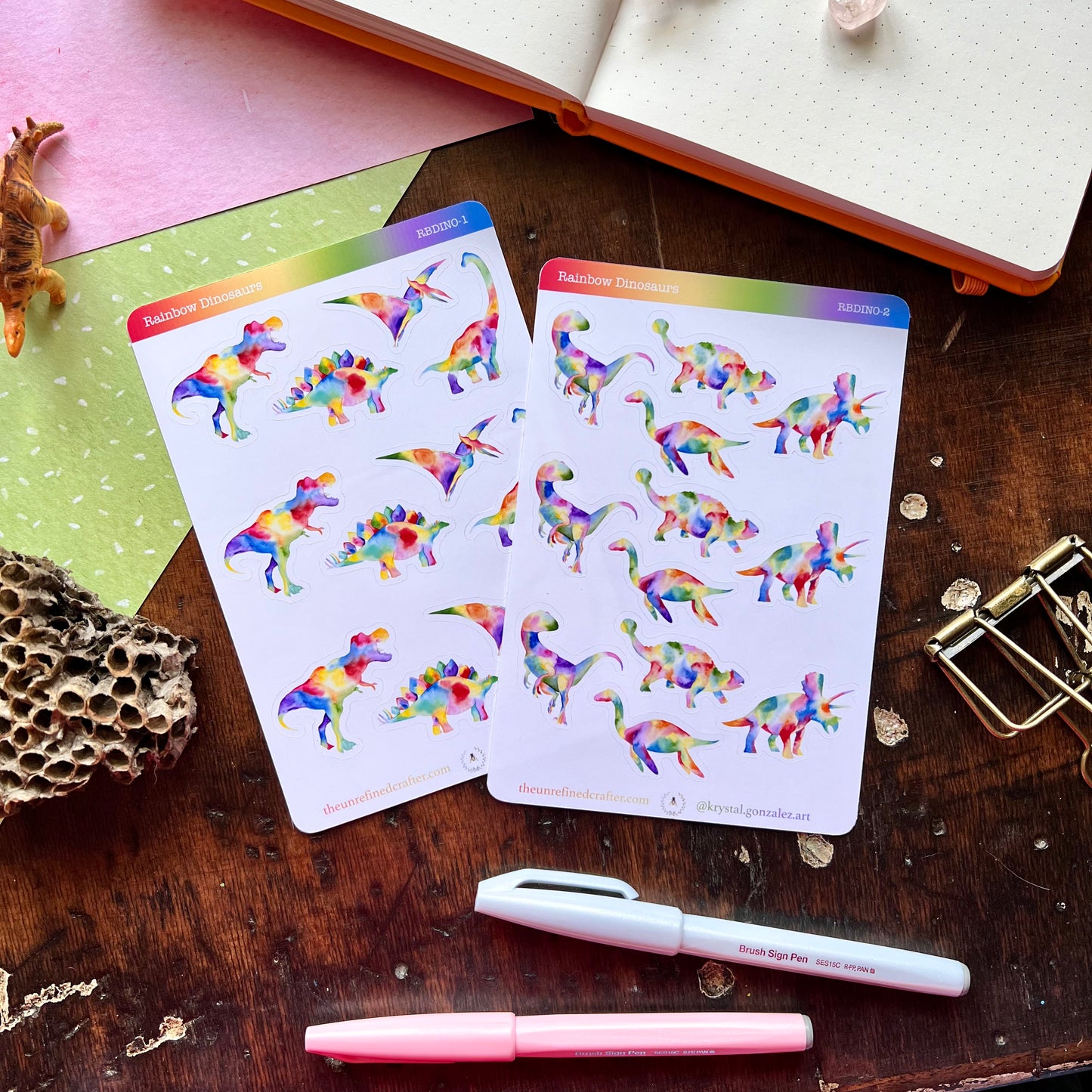 Rainbow Dinosaur Sticker Sheet