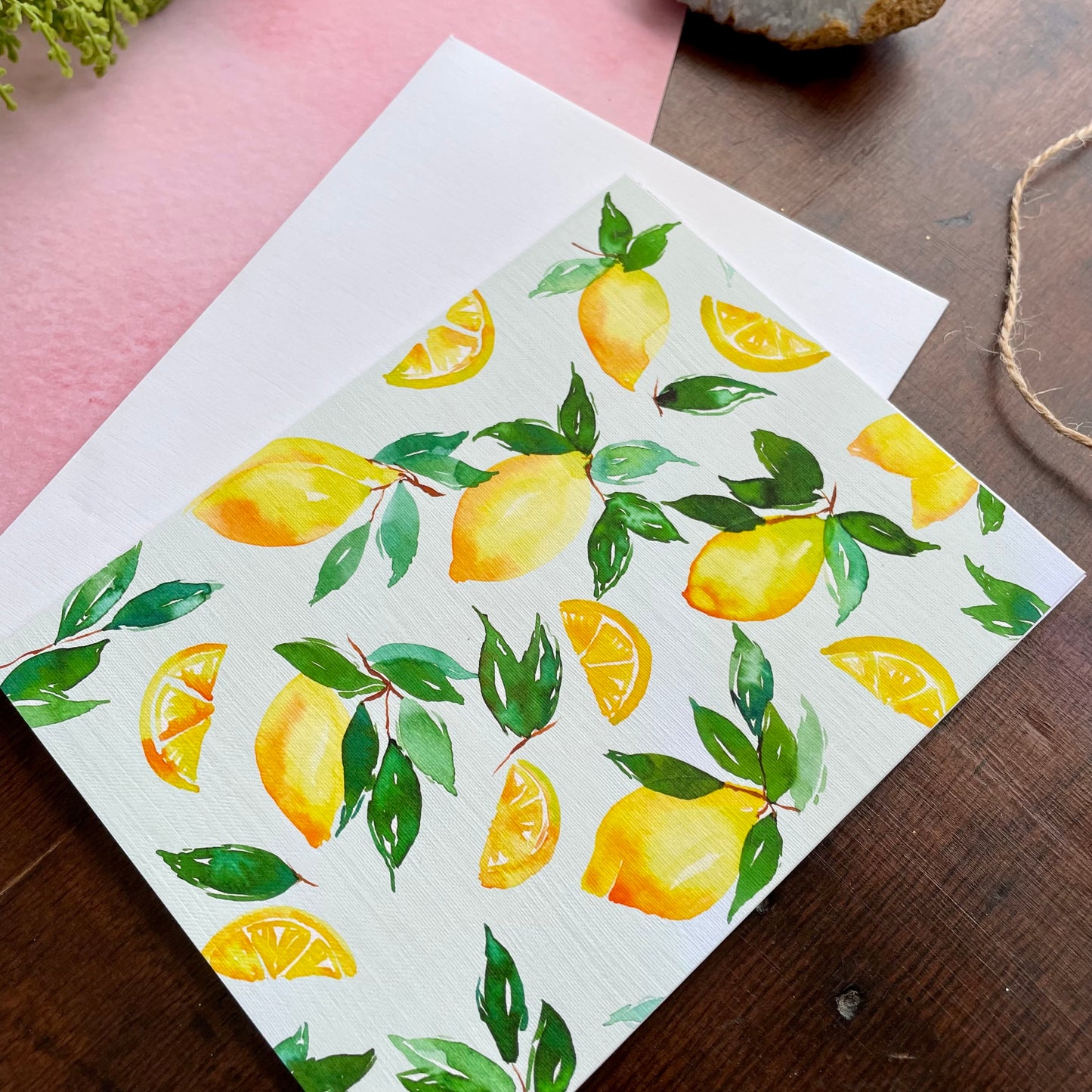 Mint Lemon Watercolor Card
