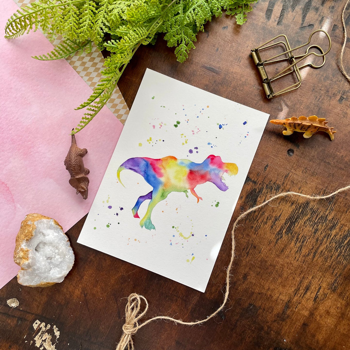 Rainbow T-Rex Art Print