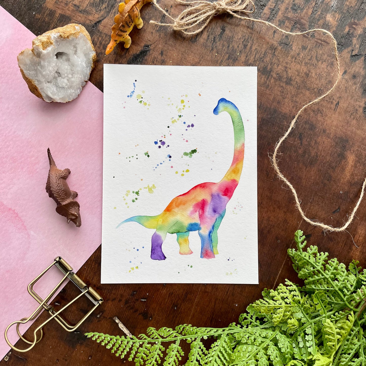 Rainbow Brachiosaurus Art Print